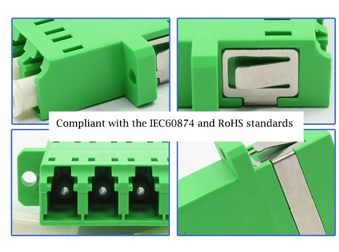 LC Integrated Type Singal Mode Four Core 녹색 Plastic Fiber Optic Adapter